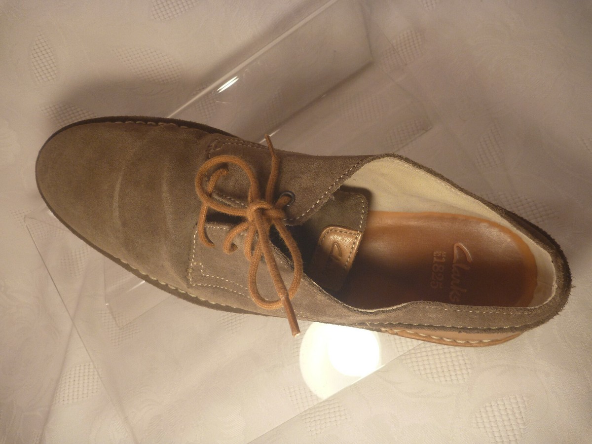 BRAND NEW Clarks Khaki Suede Hinton Fly Comfort Derby Shoes Men’s Size 10.5 Clarks Men Homme Oxford Casual Shoe Beige 13 M Suede Hinton  main image 4