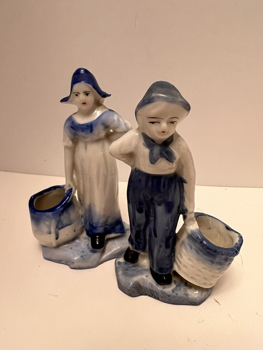 Delft Blue Dutch Figurines Set (Boy & Girl) Made in Japan 4”x2” | eBay