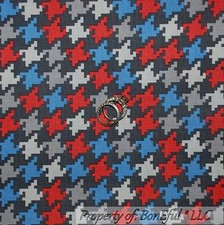 BonEful FABRIC FQ Cotton Quilt Gray White Red Blue America n Flag Boy Girl Check