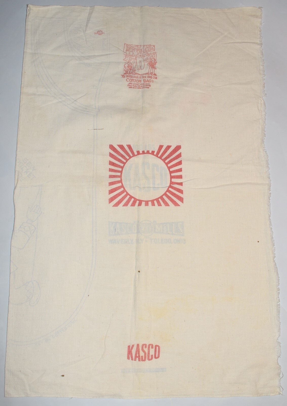 Vintage Feed Sack Bag Cotton Kasco Mills Waverly NY Toledo OH Pattern