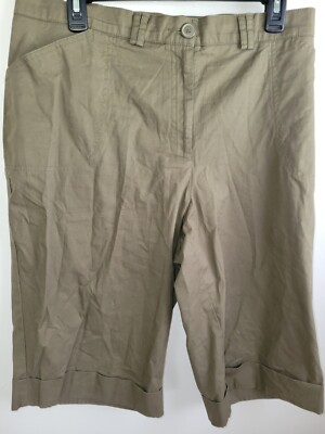 White Stag Bermuda Shorts Olive Green Cuffed Womens Stretch Plus Size 18W