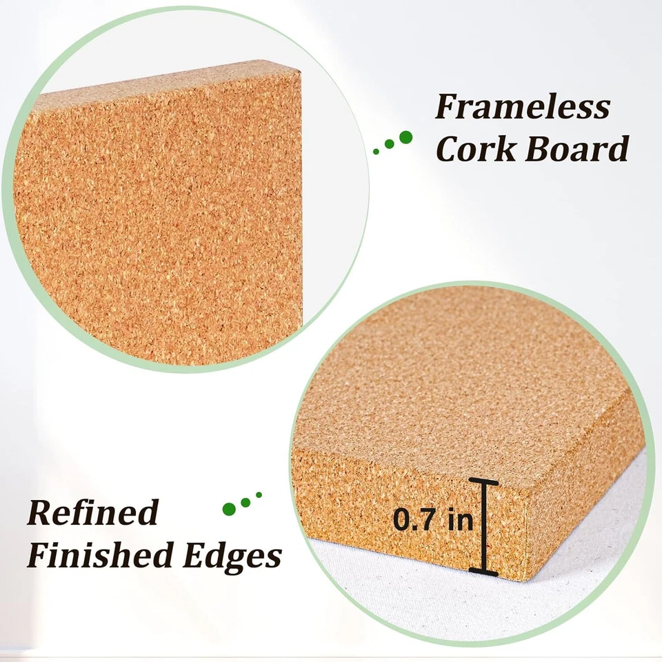 DOLLAR BOSS Magnetic Cork Board, 16" x 12" Small Cork Bulletin Board 0.7" Thick - Image 4 of 4