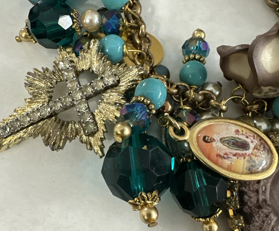 Pulsera hecha a mano con dije, tema religioso, santos, 7 pulgadas, se adapta a muñecas más pequeñas Foto 3 de 4