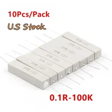 10Pcs/PACK 10W 10 watt Wirewound Cement Resistor Ceramic horizontal 0.1-100K ohm