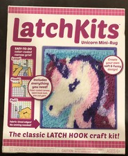 LatchKits Unicorn Mini Rug Wall Art Girl's Latch Hook Kit by Kahootz 12" x 11"