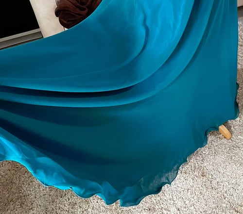 Traumhaftes Damen Abendkleid Gr 38 Türkis Neckholder lang ärmellos Taft Glitzer - Bild 11 von 15