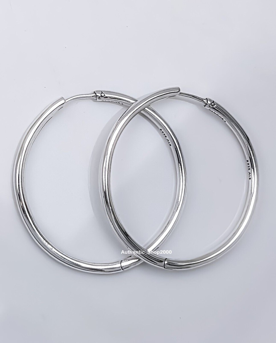 New 100% Authentic PANDORA 925 Moments 40 mm Charm Hoop Earrings