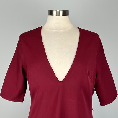 Tobi Womens Burgundy Deep V Neck Mini Dress Cutout Open Back size Large