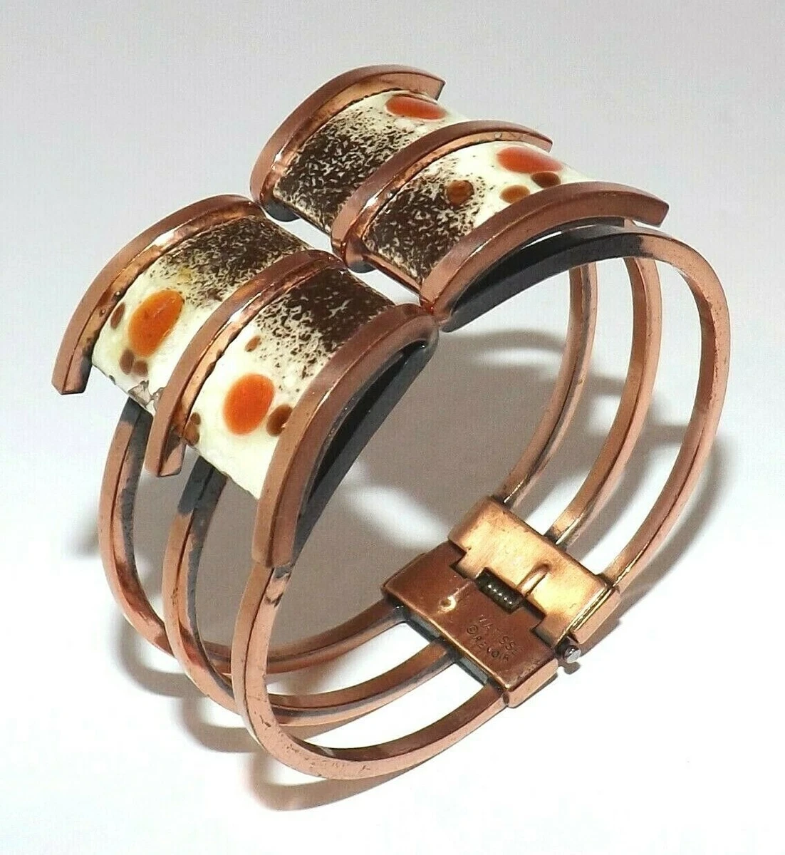 VINTAGE 1950 S MODERNIST COPPER ENAMEL CLAMP BRACELET BY MATISSE