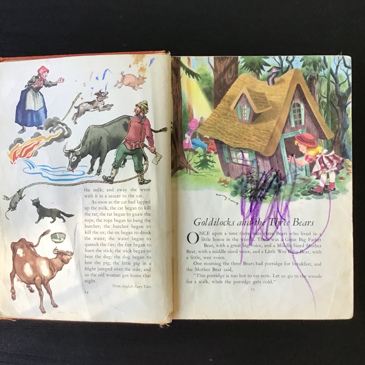 Vintage 1949 Childcraft Set of 12 Books Orange Volumes 1-12 Set