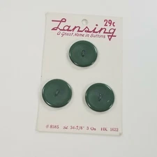 Vintage Lansing Two Holes Flat Buttons New Old Stock Dark Green 7/8"