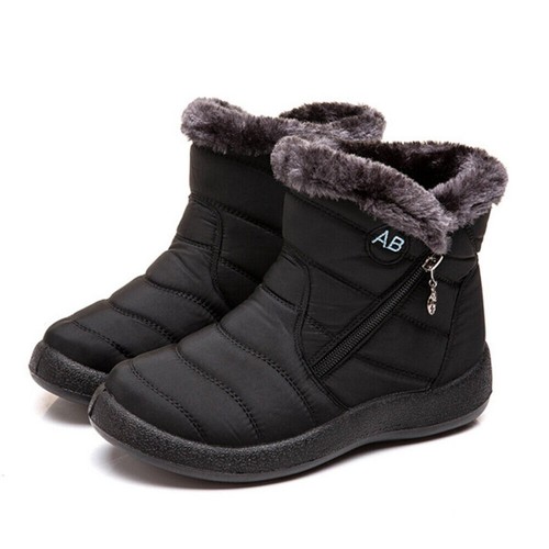Womens Fur Lined Snow Ankle Boots Ladies Winter Warm Waterproof Flat Shoes Size - Picture 19 of 23