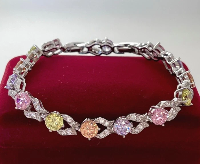 Luxus Tennis Armband Zirkonia Kristalle 750er Weißgold 18K vergoldet 17,5-19 cm - Bild 4 von 4