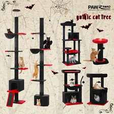 PAWZ Road Cat Tree Tower Floor to Ceiling Scratching Post Gothic Black Condo Toy