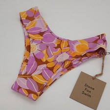 Stone Fox Swim Bikini Bottom Womens XS Nola High Cut Floral Retro Bloom Print XS
