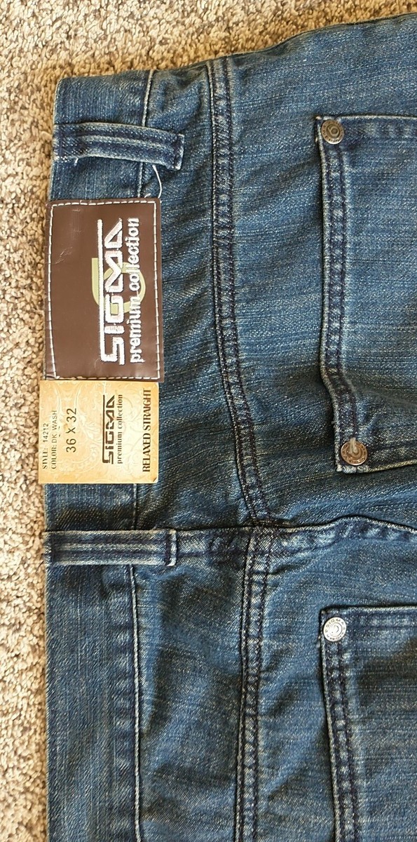Men's Sigma Premium Collection Dark Wash Blue Jeans~ 36 X 32 Men's Sigma Premium Collection Dark Wash Blue Jeans~ 36 X 32