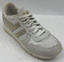 Gola Daytona Lizard Sneakers Women's  7 White Gold Lace-Up Tennis Shoes CLB204