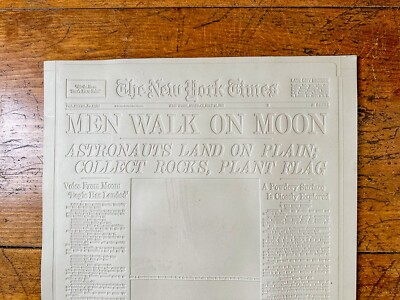 Orig. 1969 New York Times Apollo 11 Moon Landing FRONT PAGE Printing Plate Flong