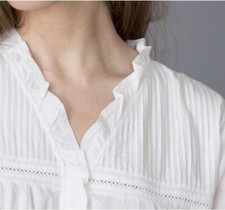 Ruffle Sleeveless White Cotton Nightgown Soft Handmade High Quality Mid-calf S