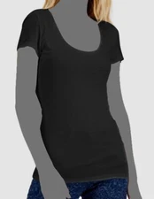 $24 Inc International Concepts Women's Black Scoop Neck T-Shirt Size L