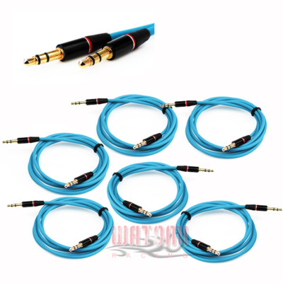 6X 3.5MM AUX MALE AUDIO EXTENSION CABLE CORD AQUA FOR GALAXY S4 S3 NOTE 3 NEXUS