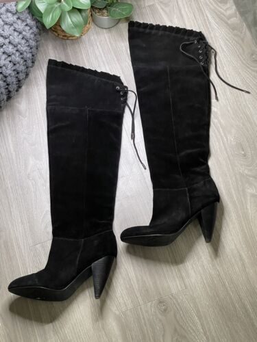 BCBGeneration Black Leather Over The Knee Boots