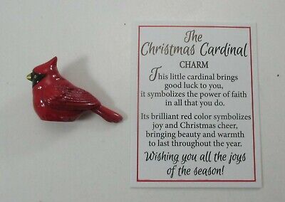 z Christmas Cardinal bird mini figurine Pocket Charm Ganz visitor from heaven