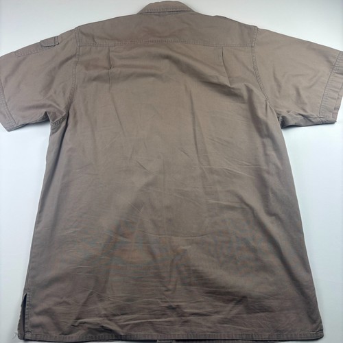 Fox Fire Safari Travel Shirt Mens XL Brown Cotton with Zip Pockets Button up - Picture 6 of 9