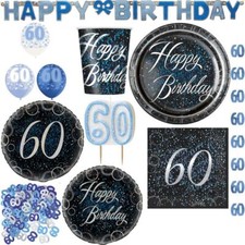 60 Aniversario Fiesta Decoración Set Artículos Fiesta Mujer Hombre Decoración Negro Azul