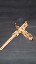 leather guitar strap custom made all by hand this is a show stopper "floral" 3