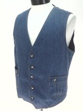 LEE Set Denim Vest Vintage 70s Western Sanfor Set Button Up USA Men's 44R fits L