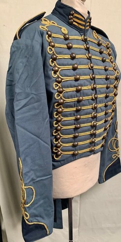 New Military Hussar Army Infantry War Men's Gray wool Custom Made Tail Jacket - Picture 2 of 6