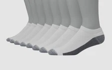 Hanes Men's 8-Pair Pack White Low Cut Cooling X-Temp Ankle Socks Shoe 6-12