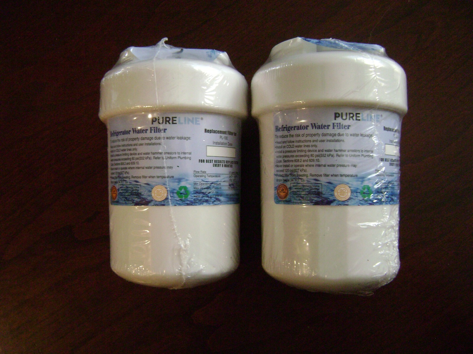 Lot of 2 PURELINE Refrigerator Water Filter PL100 eBay