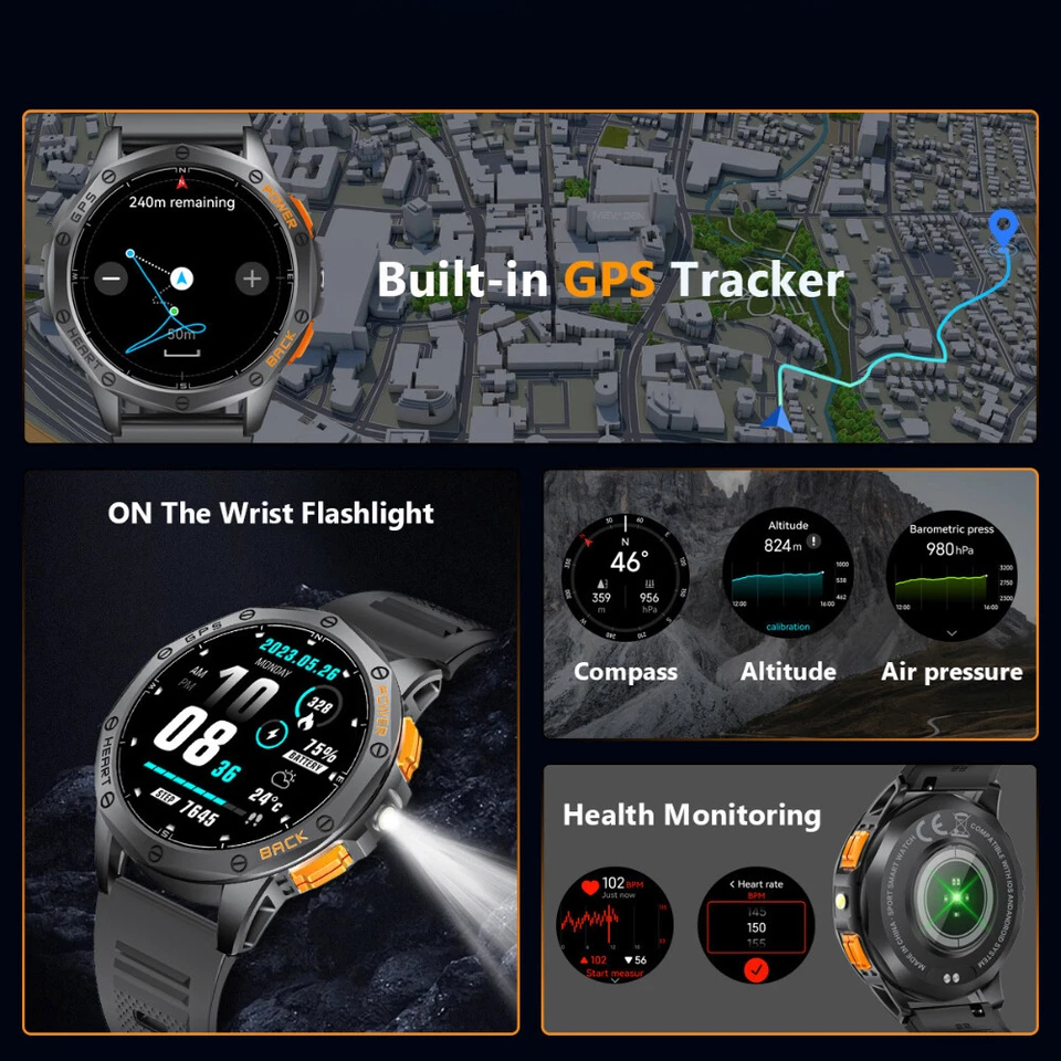 2025 Military Smart Watches (Answer/Make Calls),Built-in GPS With LED Flashlight - Image 4 of 4