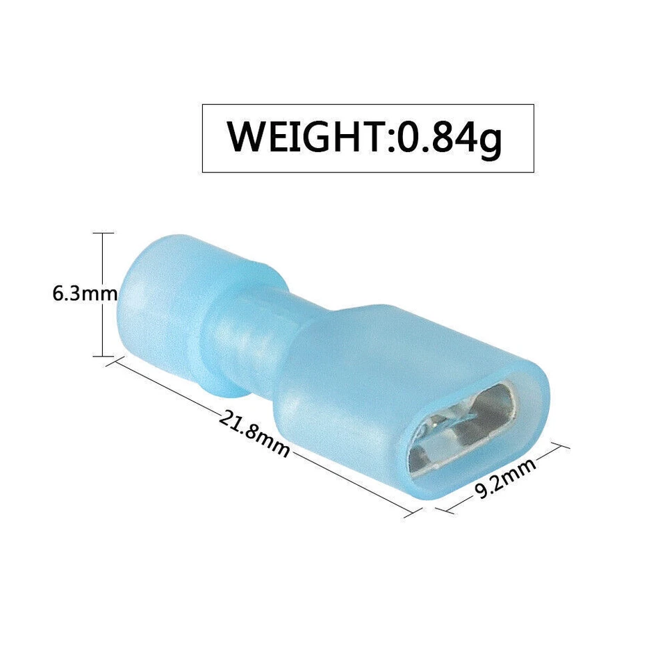 AWG 500Pcs Fully Insulated Nylon Female Spade Crimp Terminals Connectors 16-14 - Image 2 of 4