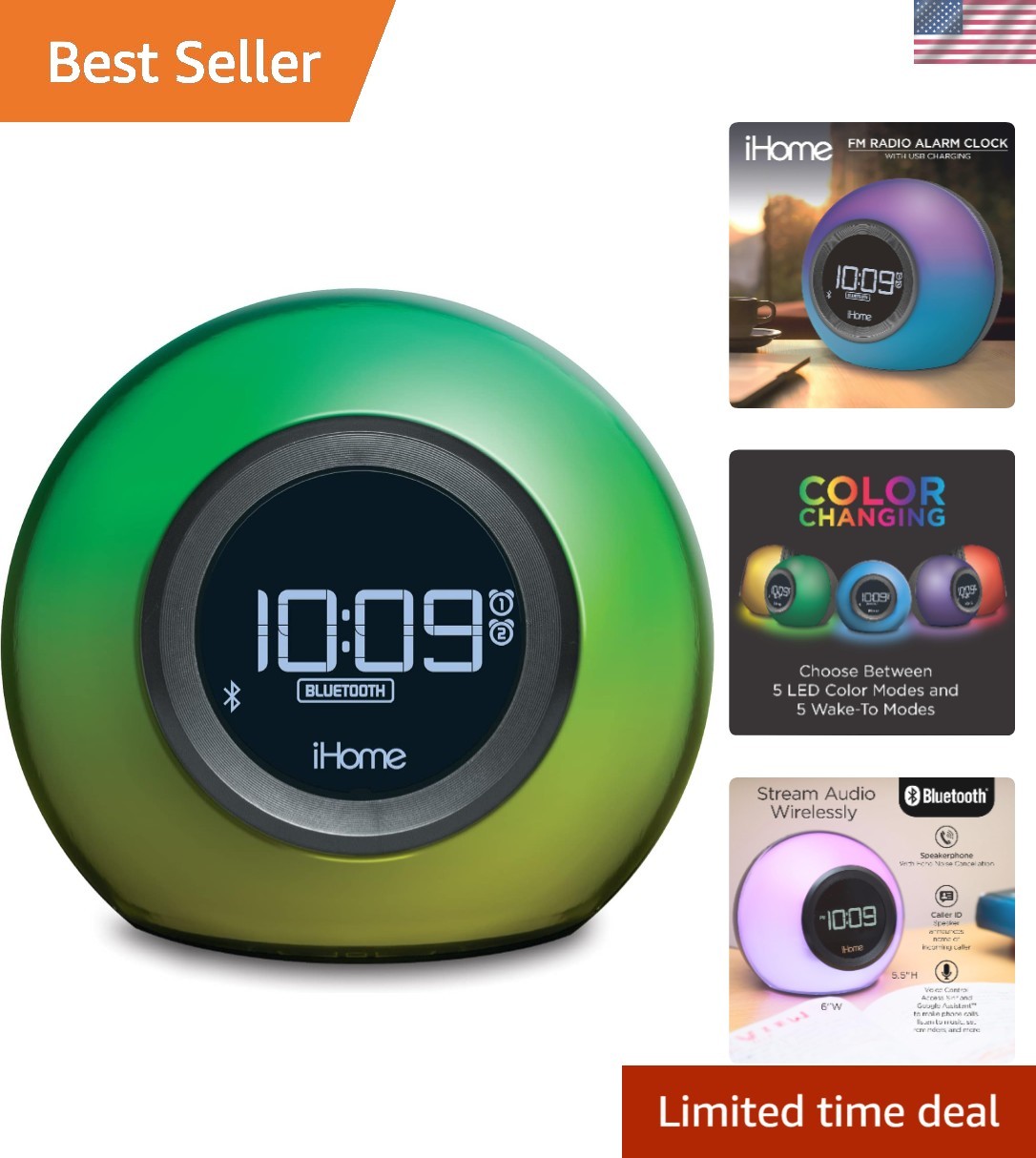 Digital Alarm Clock with Color Changing Lamp & Superior Sound - Perfect Gift