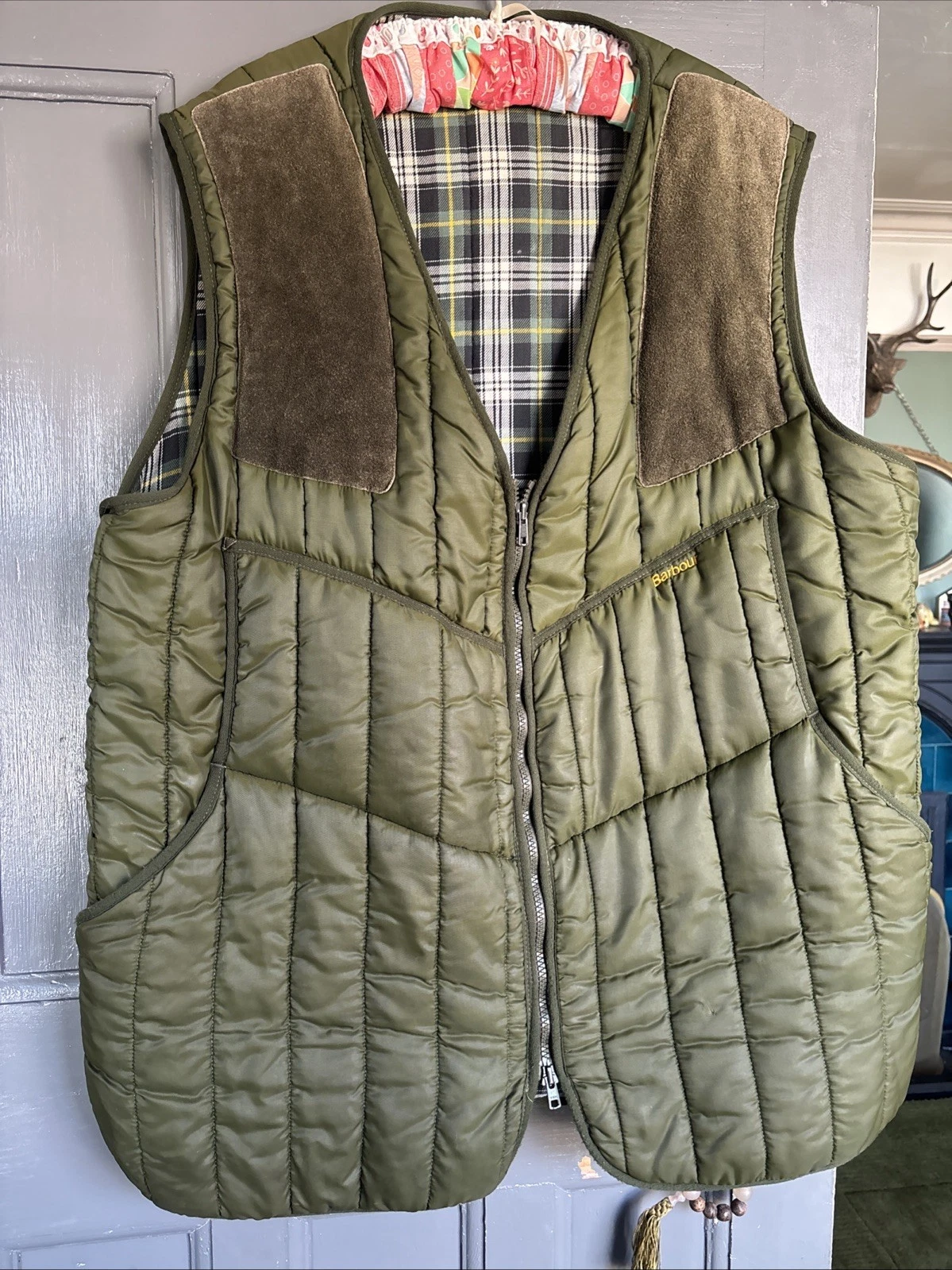 Barbour Vintage Keeperwear Moleskin Quilted Gilet Vest Hunting Shooting Size XXL