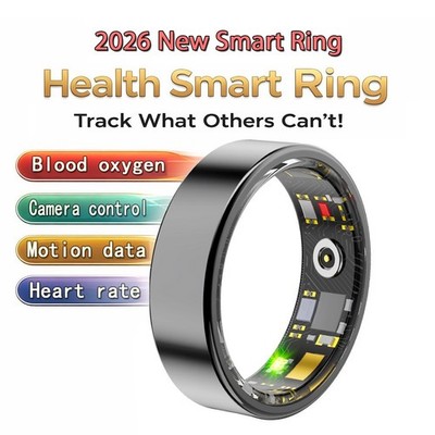 Smart Ring Step Sleep HRV Blood Oxygen Heart Rate Fitness Tracker for (Black 9)