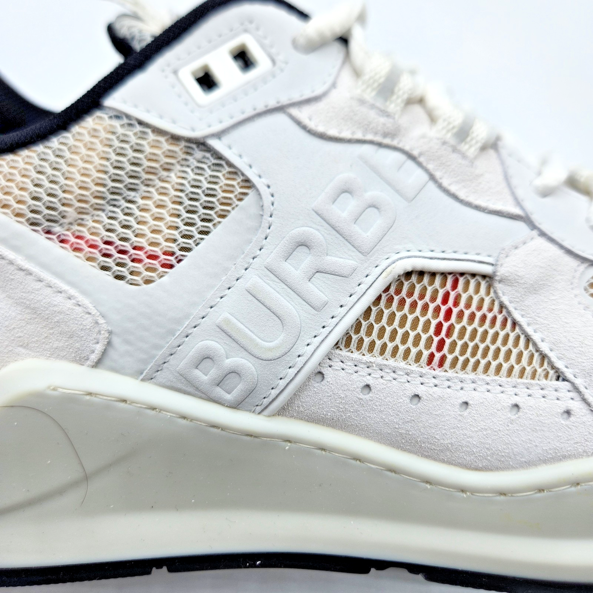 Burberry Sean Men's Archive Beige Check White Sneakers UK8 EU42