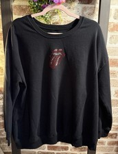 Rolling Stones Crewneck Sweatshirt-Women  s Size XL-Black-26  PTP-27  length