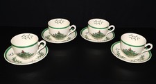 Spode Christmas Tree Cups Saucers Set of 4 8 Pieces Made in England