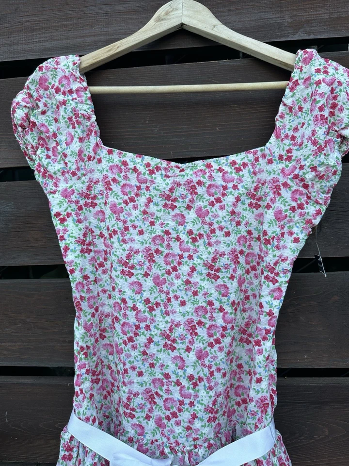 Vestido Ralph Lauren Meninas Novo Floral Babado Cinto de Renda Tamanho 16 - Imagem 2 de 4