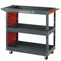 Werkstattwagen Werkzeugwagen 3 Ebenen Lochwand Mit RäDern Garage Werkstatt 150Kg