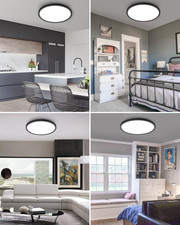 2PACK Flush Mount LED Ceiling Light Fixture Black, 12Inch 28Watt, Dimmable  ...