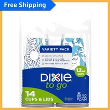 Dixie Insulated Disposable Paper Coffee Cups 12oz, 14 Count with Leak-Proof Lids