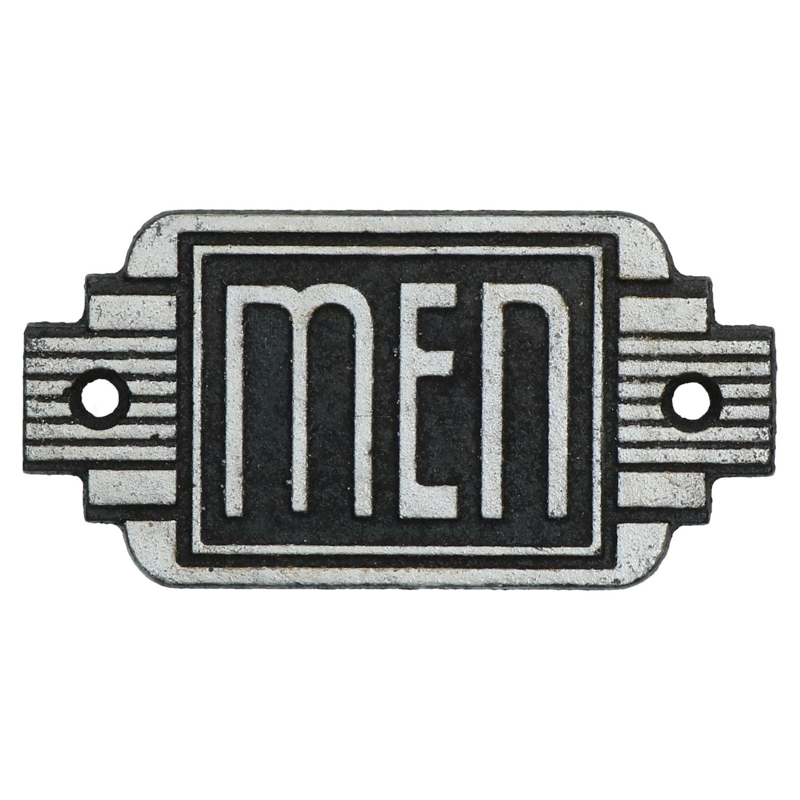 Art Deco Mens Toilet Cast Iron Sign Plaque Door Wall Cafe Shop Pub Hotel Bar