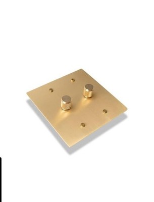2 Gang Rotary Dimmer Light Controller Switch Brass/Satin Finish 120V~250W  READ