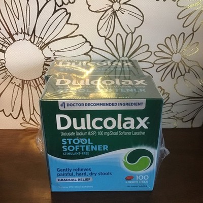 Dulcolax Stool Softener Laxative Liquid Gel Capsules 100 mg 2 pk. - 100ct Each