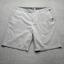 Quiksilver Shorts Mens 38x10" Amphibian Flat Front Gray Performance Chino Logo